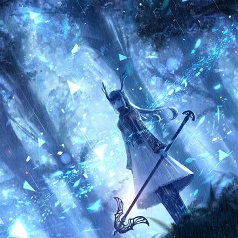 Anime Girl Blue Particle Forest Wallpaper Engine