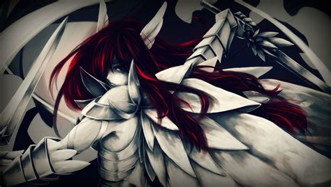 Anime Fairy Tail Erza Scarlet Armor Red Hair Long Hair Espada Fondo De