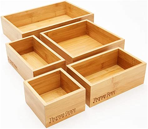 5 Piece Bamboo Storage Box And Organizer Set Multi Sized Set Of 5 100
