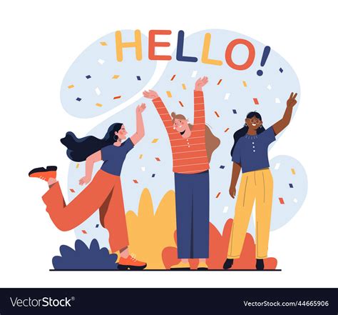 Happy People Welcome Newcomers Royalty Free Vector Image
