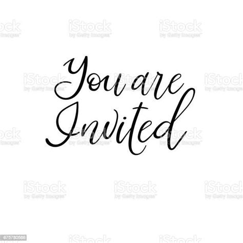 You Are Invited Vector Hand Lettering Greeting Card Modern Calligraphy