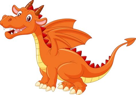 Premium Vector Cartoon Cute Orange Dragon