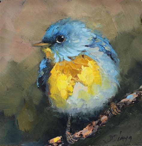 Bluebird Custom Original Oil Painting By Daiga Dimza Handmade Bird Wall