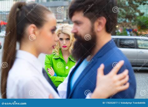 Jealous Woman Look At Couple In Love On Street Really Jealous Of Him Romantic Couple Of Man
