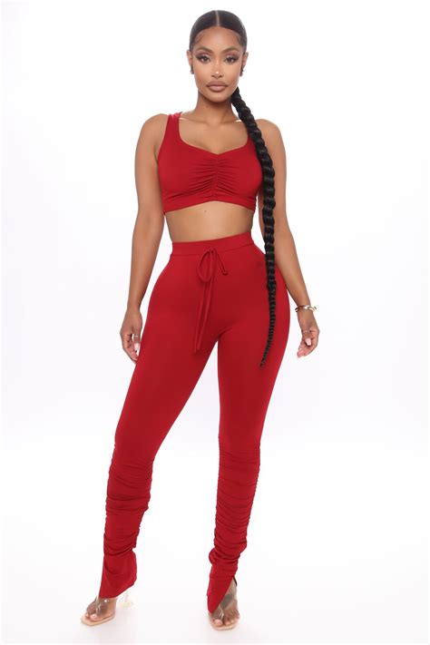 Here Again Ruched Legging Set Red In 2021 Ruched Leggings Fashion Nova Fashion