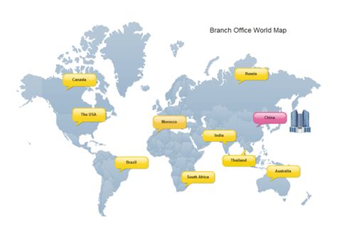 Map Of Company Branches Around The World Edraw Map Software Supports