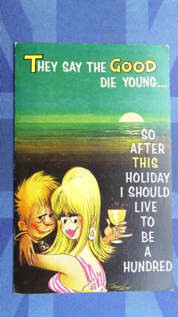 Saucy Bamforth Comic Postcard 1960s Nude Blonde Big Boobs Umbrella No 2402 827 Picclick