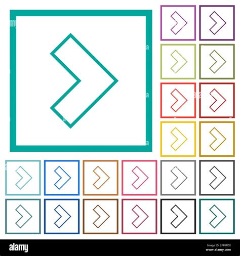 Right 90 Degrees Angle Arrow Outline Flat Color Icons With Quadrant