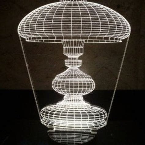 Table Lamp Shade 1 3d Illusion Acrylic Led Lamp Vector Dxf Etsy