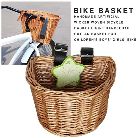 Handmade Artificial Wicker Woven Bicycle Basket Front Handlebar Rattan