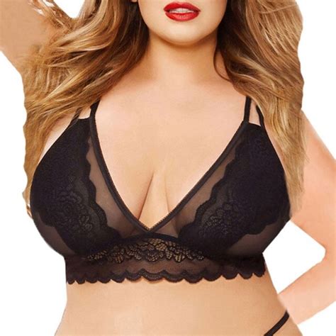 Sexy Plus Size Bra Womens Seamless Push Up Lace Unlined Lingerie