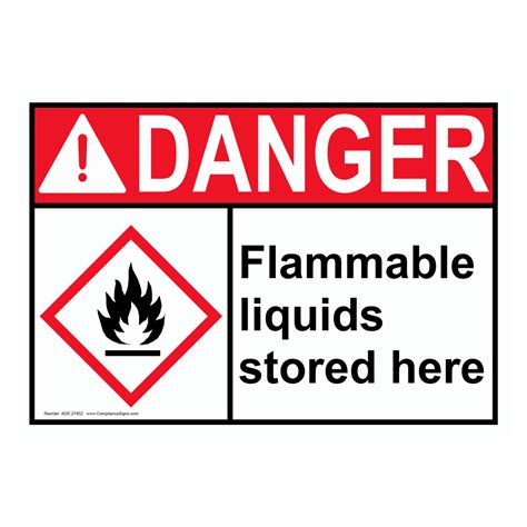 Danger Sign Flammable Liquids Stored Here ANSI GHS
