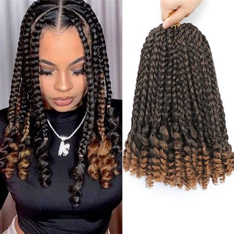 Buy 6 Packs Crochet Box Braids Curly Ends Ombre 10 Inch Goddess Box Braid With Curly Ends