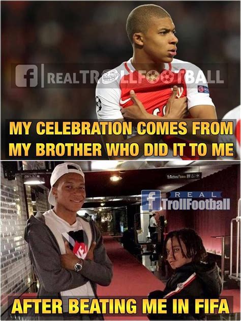 Easily add text to images or memes. "MBAPPÉ on his Celebration " | Football jokes | Pinterest | Football jokes, Funny and Sports