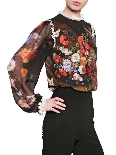 Lyst Dolce Gabbana Printed Silk Chiffon Blouse