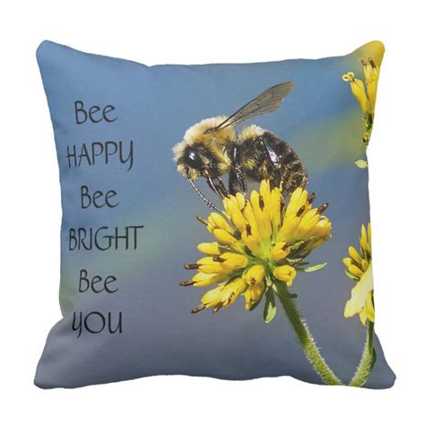 Bee Happy Bumble Bee Throw Pillow Throw Pillows Bee