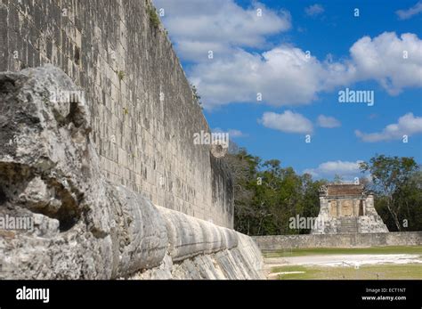 Ball Court And Temple Mayan Ruins Of Chichen Itza Mayan Riviera