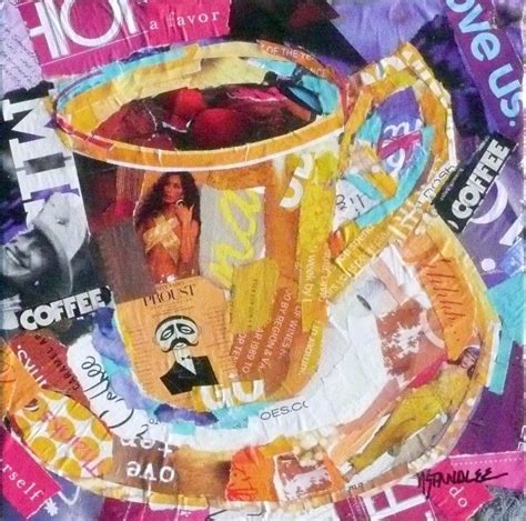 Coffee Thanks Torn Paper Collage Painting By Texas Daily