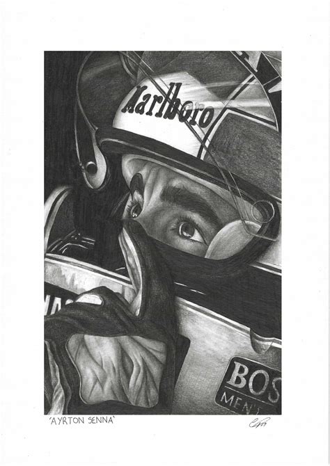 Ayrton Senna Dibujo A L Piz De Grafito Impresi N Enmarcada Etsy Espa A