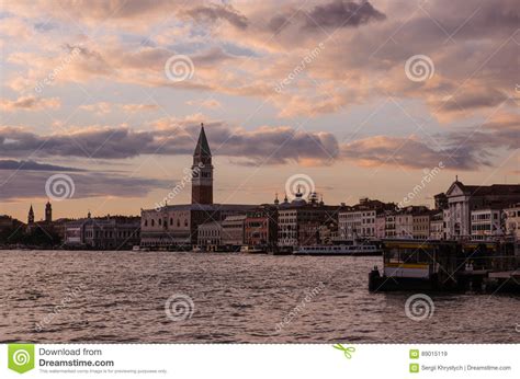 Sunset Basin Of San Marco In Venice Italy Editorial Stock Image Image Of Destination