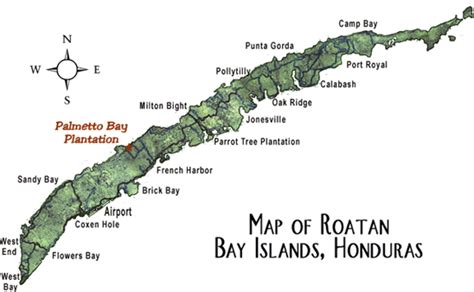 Map Of Roatan Bay Islands Honduras Roatan San Pedro Belize