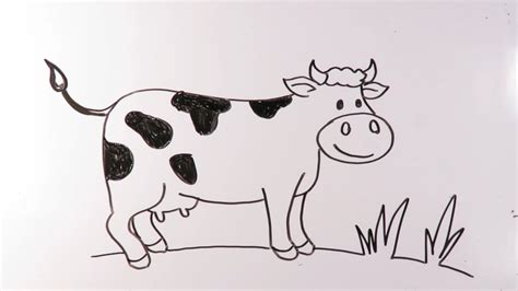 Drawings Of Animals Easy Cow Easy Step By Step Cow Drawing Tutorial