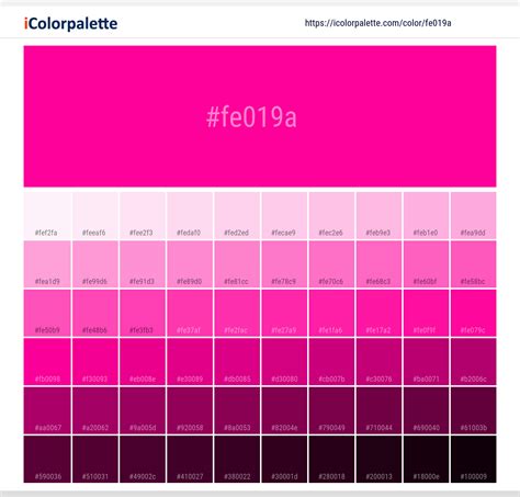 Hex Color Code Fe019a Neon Pink Color Information Hsl