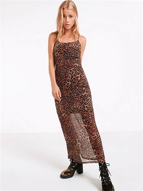 Brown Leopard Mesh Midaxi Dress Nobodys Child