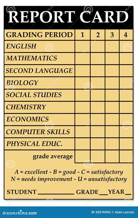 High School Report Card Stock Illustration Illustration Of Educational