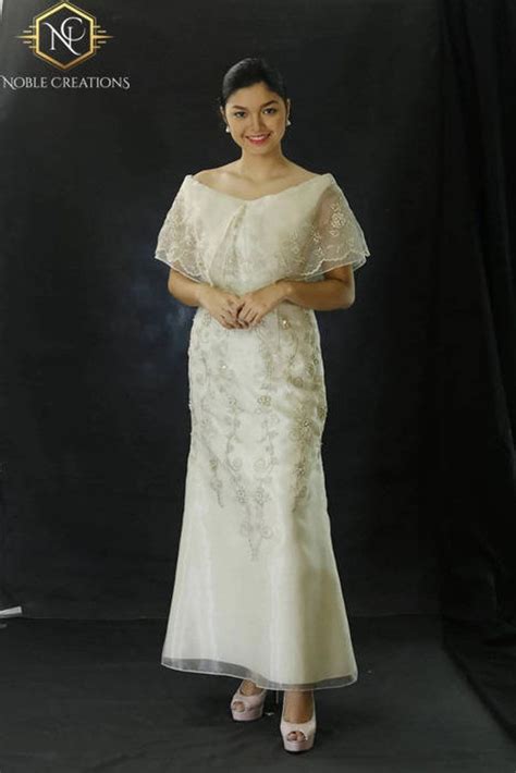 Filipiniana Dress Embroidered Off Shoulder Gown Philippine Etsy