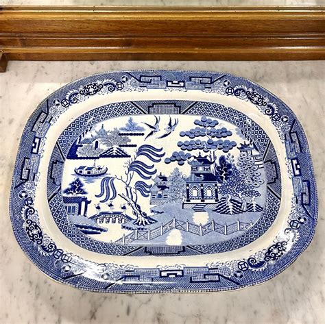 Buy 19th Century Willow Pattern Platter From Nostalgia Antiques