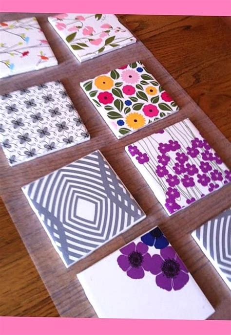 Transform Ceramic Tiles Into Diy Tile Coasters With Scrapbook Paper