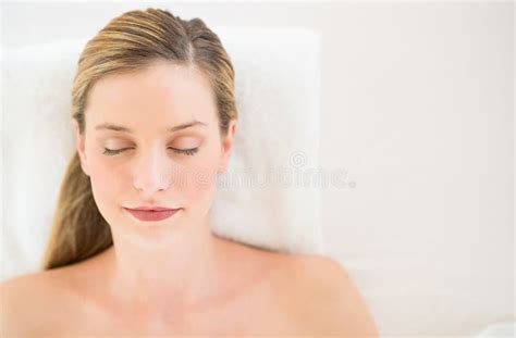 Woman Sleeping On Massage Table In Health Spa Stock Image Image Of