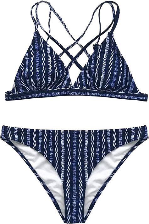 Cupshe Womens Stripe Printing Bikini Set Beach Bathing Suit Clothing Women
