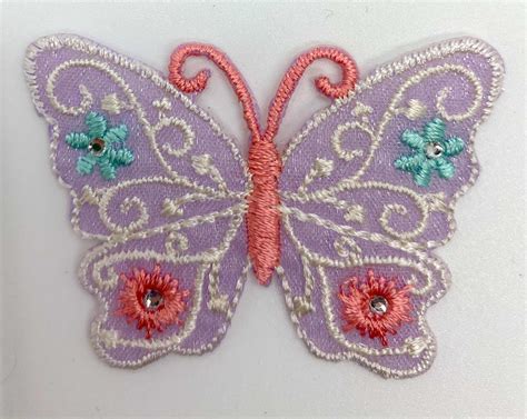 Embroidered Butterfly Motif Pack Of 2 Etsy Uk