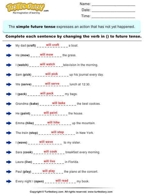 Past Tense Verb Worksheet For Second Grade Verbs And Verb Tense Free