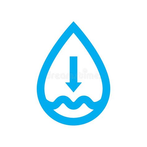 Low Water Supply Level Icon Blue Water Drop Shortage Symbol Stock