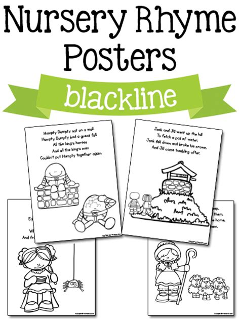 Nursery Rhyme Posters In Blackline Free Printables Prekinders