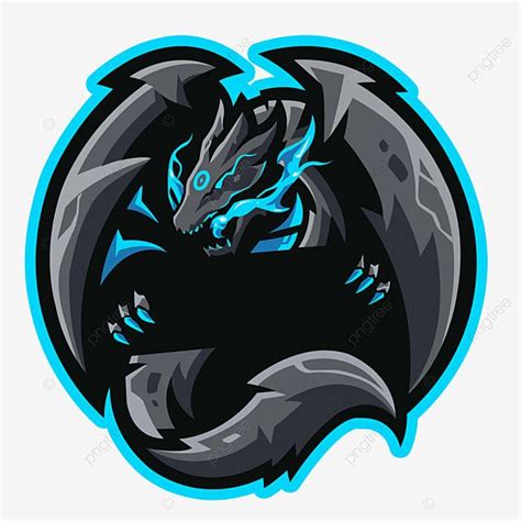 A Black Dragon With Blue Eyes In The Center Of A Circle Logo Emblem
