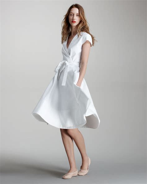 Chloé Cotton Cap Sleeve Wrap Dress In White Lyst