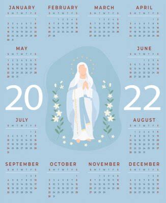 Religious Calendar With Most Holy Theotokos Queen Heavenly Wall