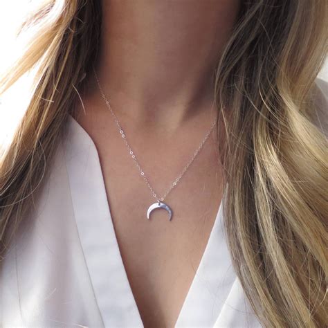 Silver Crescent Moon Necklace