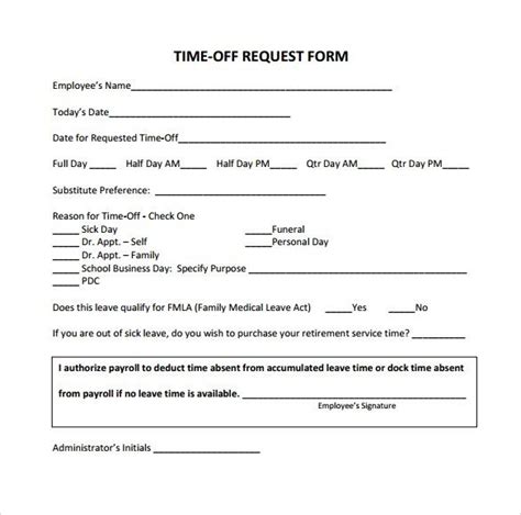 Time Off Request Form Template Microsoft Time Off Request Form Letter Example Sample Resume
