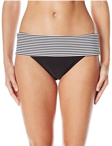 Panache Swim Women S Anya Stripe Folded Bikini Bottom Black White