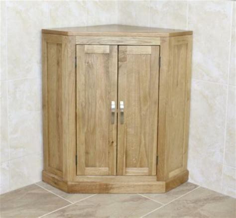Cloakroom Corner Bathroom Vanity Unit Oak Top Cabinet Medium Corner