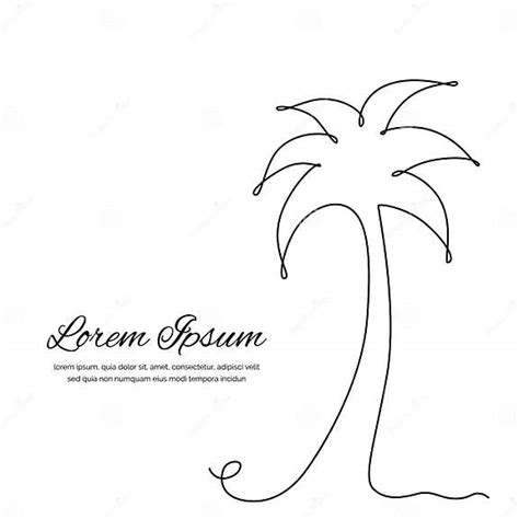 One Line Drawing Palm Tree Coconut Palm Trees Stock Vector