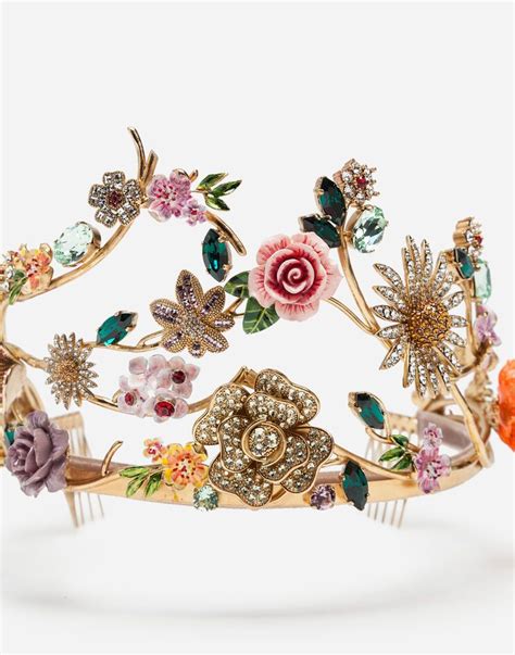 Crown With Decorative Accents In Gold For Women Dolceandgabbana