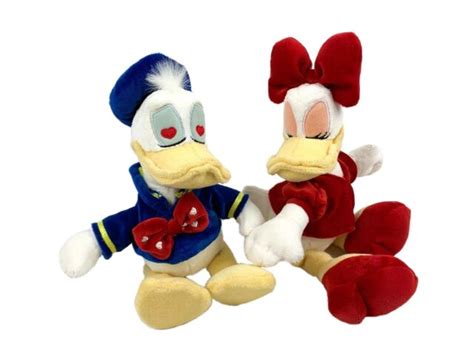 Disney Store Donald Duck And Daisy Plush Kissing Set 11” Stuffed