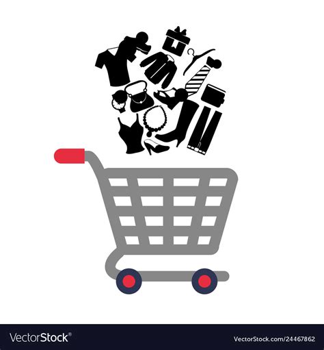 Shopping Cart With Clothes Royalty Free Vector Image