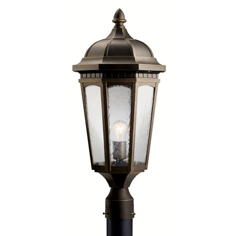 Kichler Post Light With Brown Glass In Rubbed Bronze Finish 9532rz